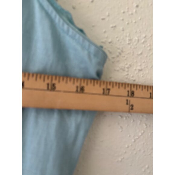 Stella Carakasi Aqua Linen Sleeveless V-Neck Flowy Asymmetrical Dress - Picture 9 of 12